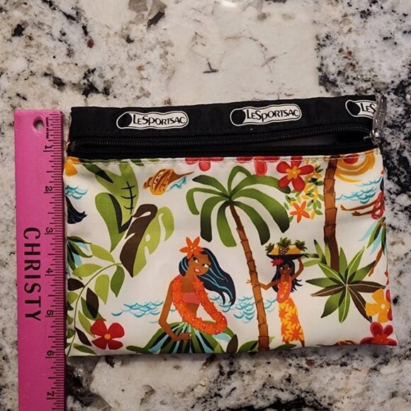 LeSportsac x SHAG Hula Hibiscus Cosmetic Pouch Bag Tiki Hawaiian Print - Picture 4 of 5